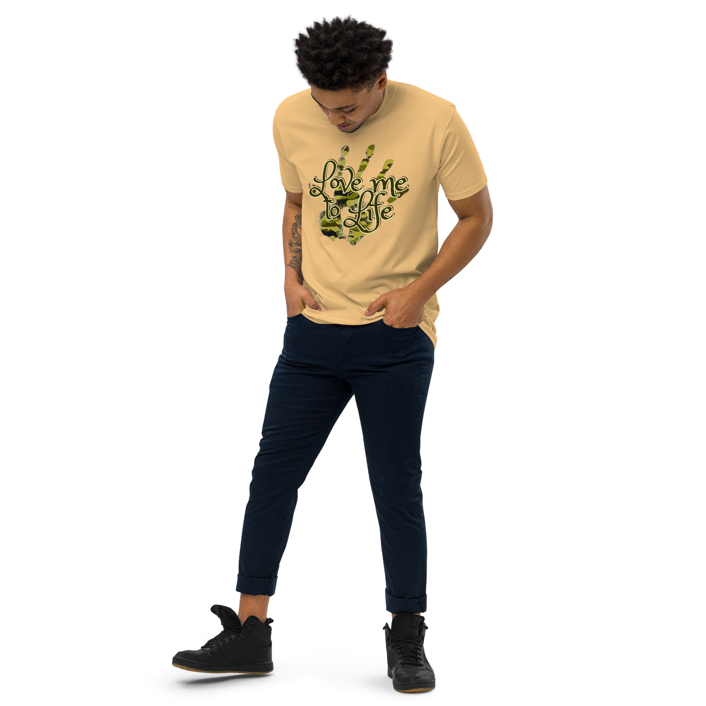"LOVE ME TO LIFE" Men’s Premium Heavyweight Tee