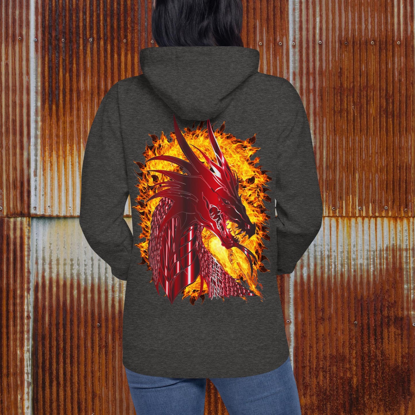 "RED DRAGON" Embroidered Unisex Hoodie